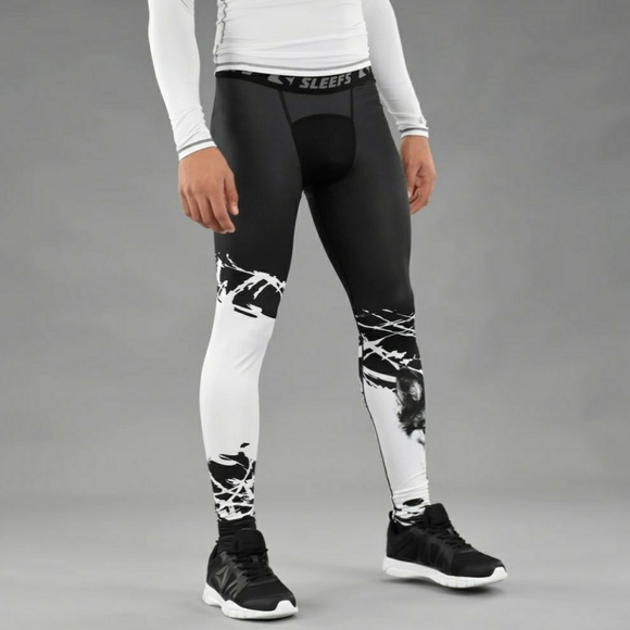 Sleefs Boys Wolf Print Athletic Tights 